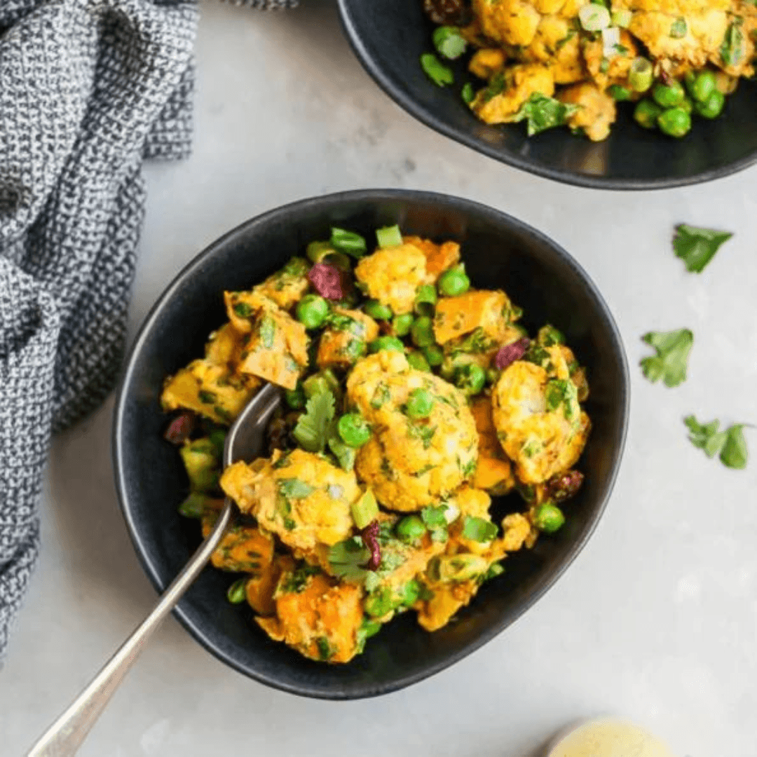 Curry Roasted, Sweet Potato & Cauliflower Salad - Salads Nibbles & More