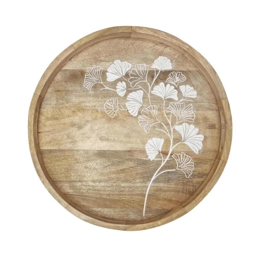 Ginkgo Round Serving Tray 45x45x5cm Natural