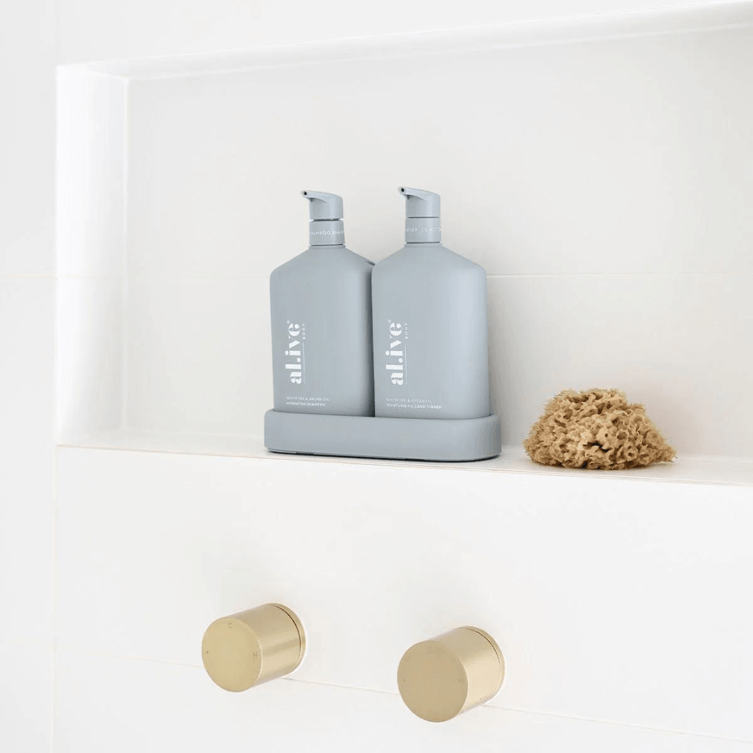 Shampoo & Conditioner Duo + Tray - White Tea & Argan Oil