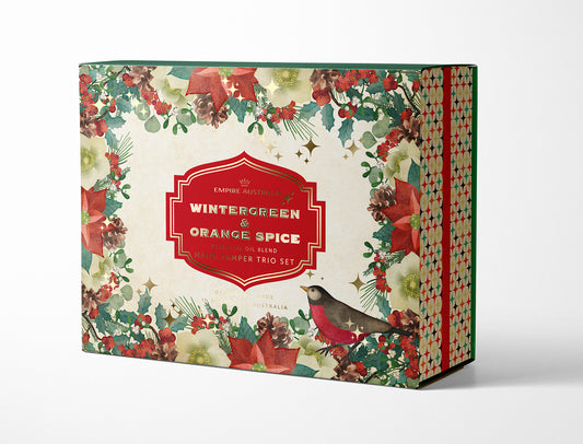 'Christmas Wreaths' Wintergreen & Orange Spice Hand Care Trio