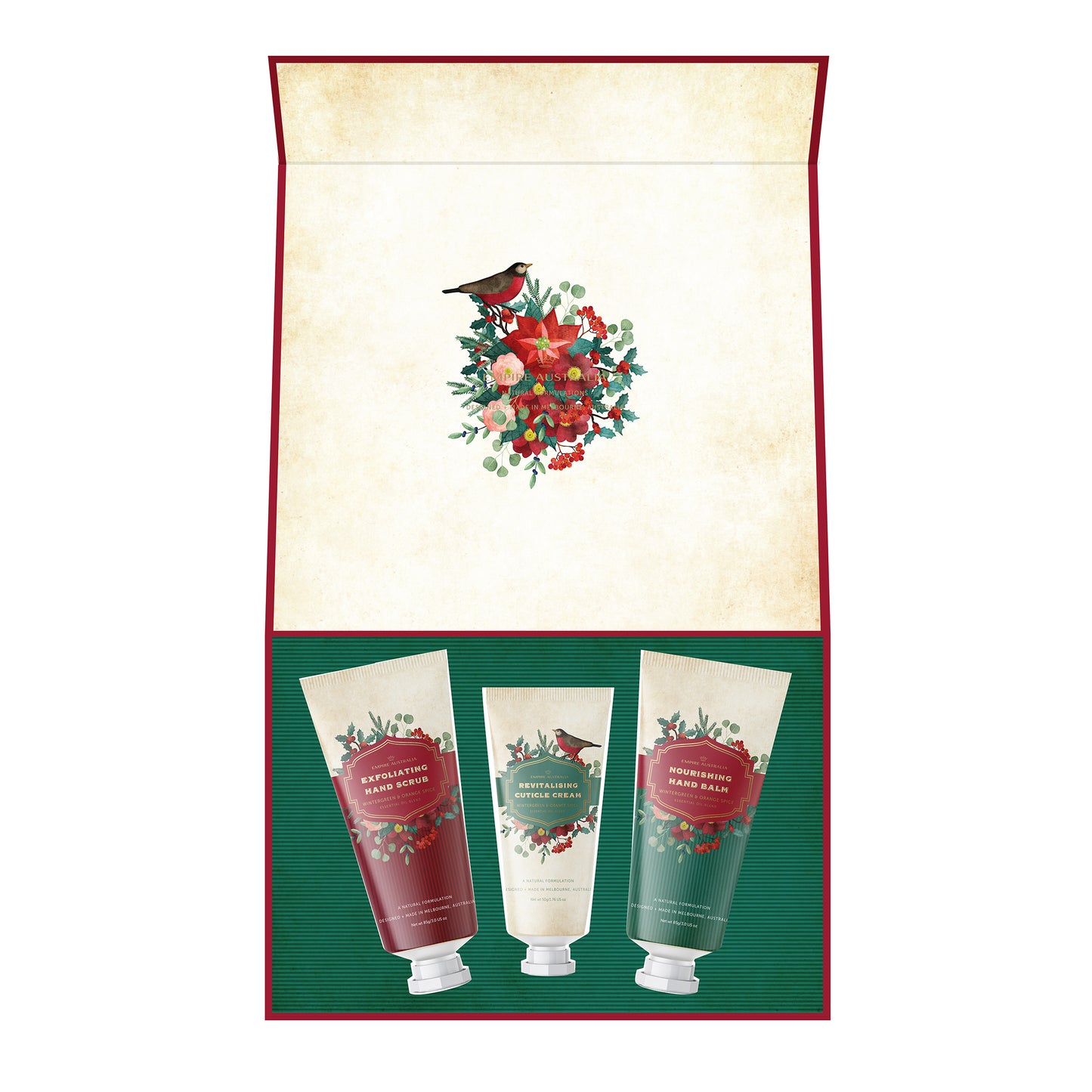 'Christmas Wreaths' Wintergreen & Orange Spice Hand Care Trio