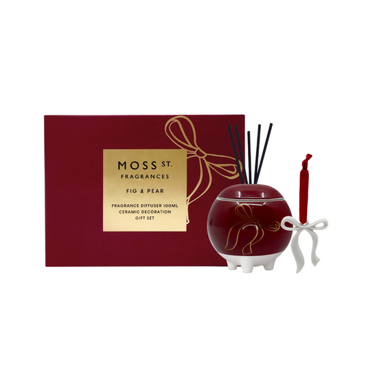 MOSS ST. Mini Ceramic Diffuser 100ml & Decoration - Fig & Pear