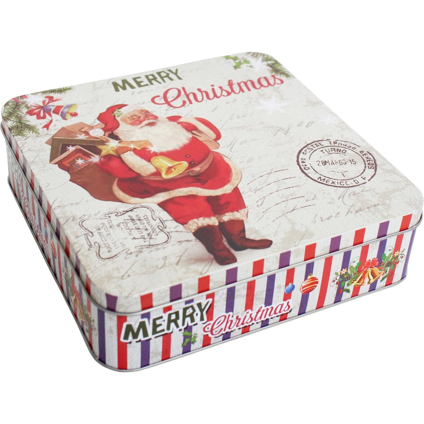 Santa Christmas Tin 19.5x19.5x5.5cm - Salads Nibbles & More