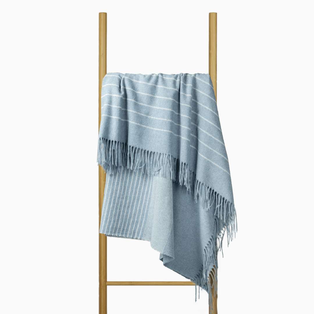 Paddington Merino Wool Blend Throw Blanket Collection Forever Blue 140Wx200H cm - Salads Nibbles & More