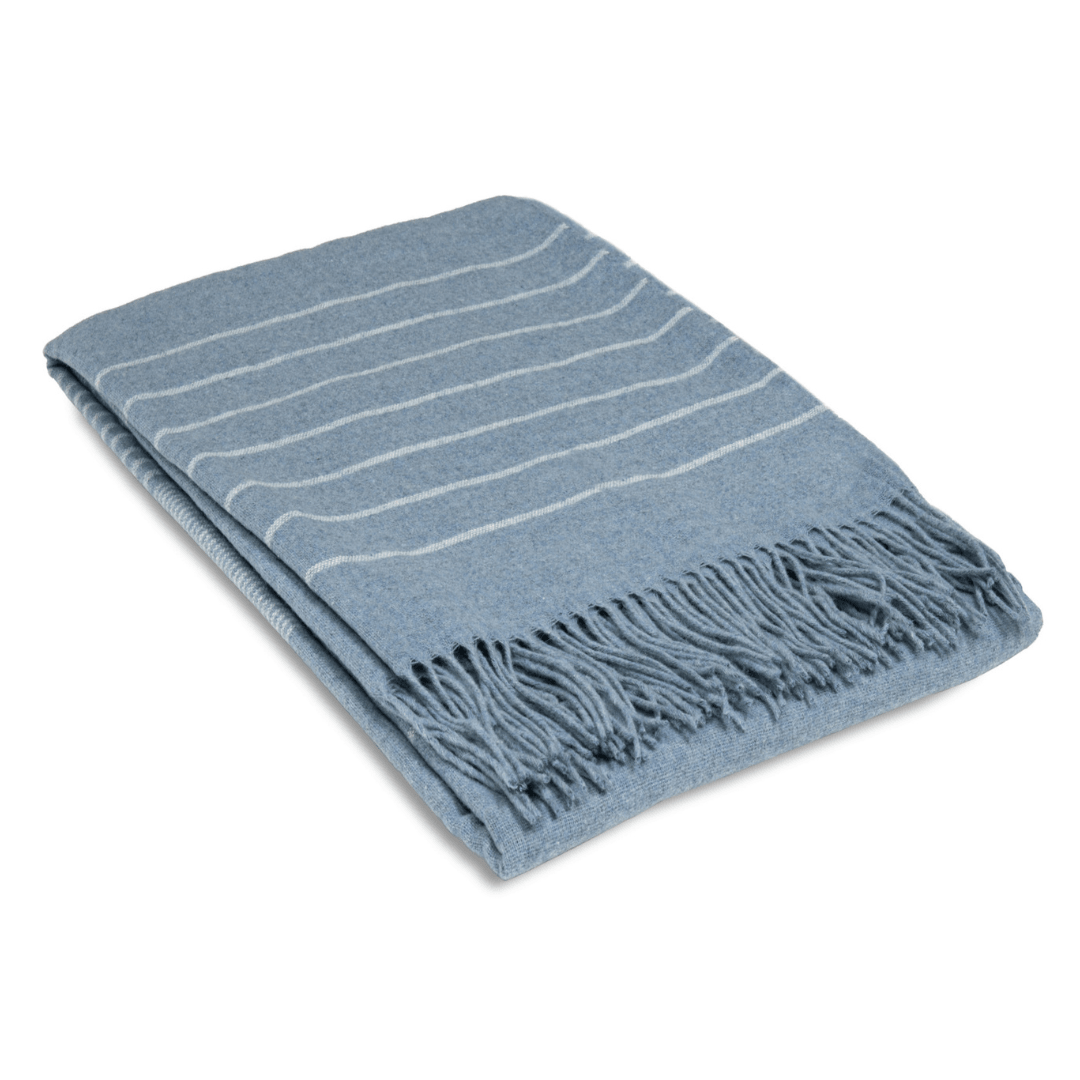 Paddington Merino Wool Blend Throw Blanket Collection Forever Blue 140Wx200H cm - Salads Nibbles & More