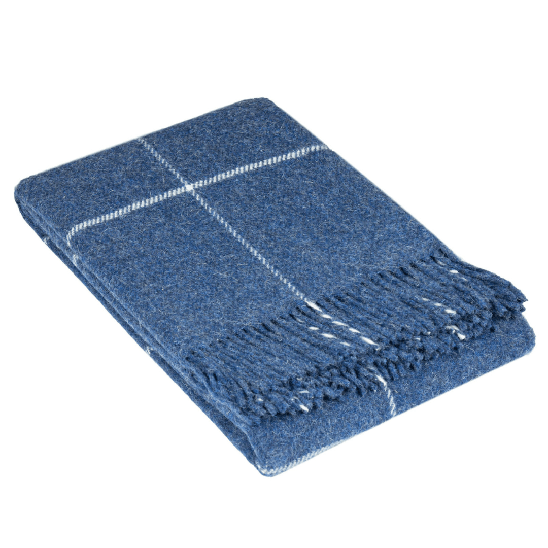 Brighton New Zealand Wool Throw Blanket Collection Navy Stripe 140Wx200H cm - Salads Nibbles & More