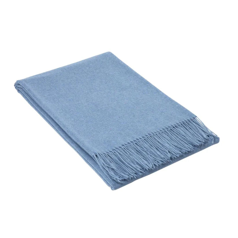 Paddington Merino Wool Blend Throw Blanket Collection Blue 140Wx200H cm - Salads Nibbles & More