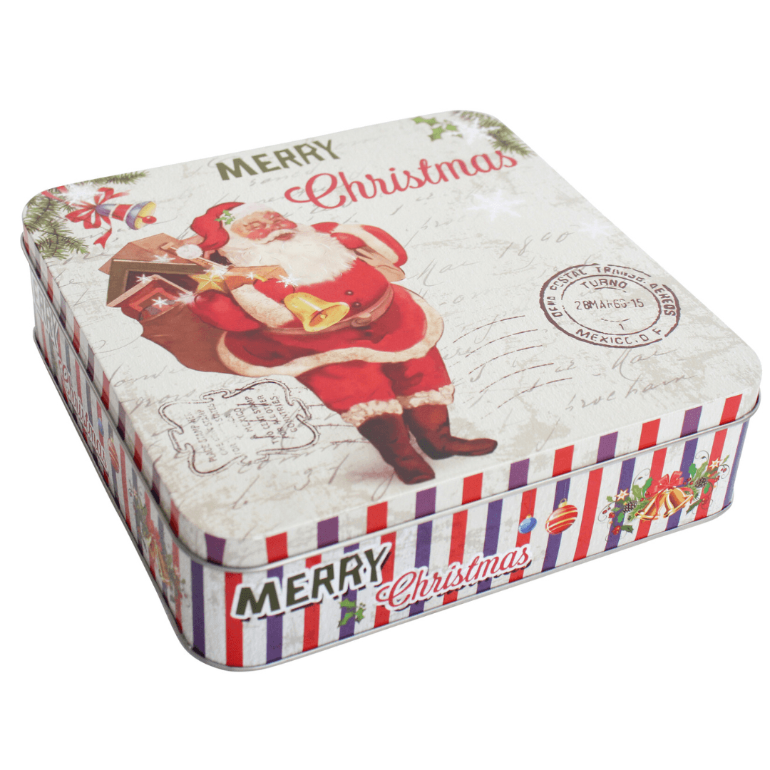 Santa Christmas Tin 19.5x19.5x5.5cm - Salads Nibbles & More