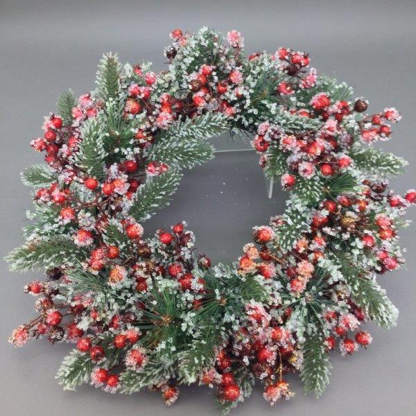 Frosted Mixed Berry Christmas Wreath 55cm - Salads Nibbles & More