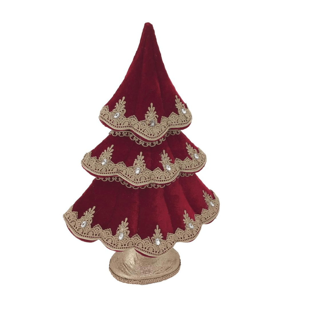 Christmas Red & Gold Lace Decorative Tree - Salads Nibbles & More